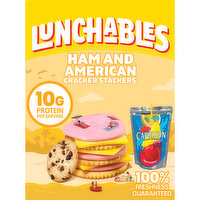 Lunchables Ham & American Cheese Cracker Stackers Meal Kit with Capri Sun Roarin' Waters Wild Cherry Drink & Chocolate Chip Cookies, 9.1 Ounce