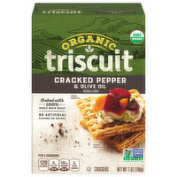 Triscuit Crackers, Organic, Cracked Pepper & Olive Oil, 7 Ounce