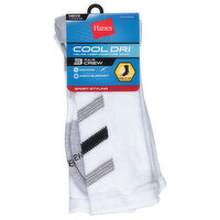 Hanes Cool Dri Socks, Crew, Men's, 6-12 Shoe Size, 3 Each