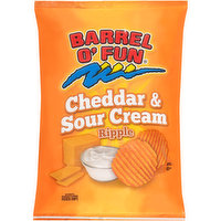 Barrel O'Fun Cheddar & Sour Cream Ripple Potato Chips, 8 Ounce