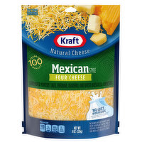 Kraft Natural Cheese Shredded Cheese, Mexican Style, Four Cheese, 8 Ounce