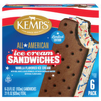 Kemps Ice Cream Sandwich, Vanilla Flavored, 6 Pack, 6 Each