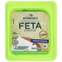 Athenos Cheese, Feta, Traditional, Chunk, 8 Ounce
