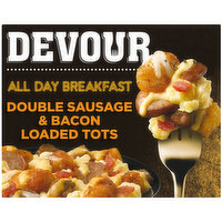 Devour Double Sausage & Smoked Bacon Loaded Tater Tots Frozen Meal, 9 Ounce