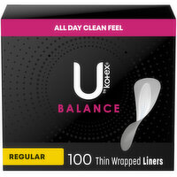 U by Kotex Barely There Liners, Regular, 100 Each