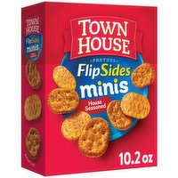 Town House Flip Sides Crackers, House Seasoned, Oven Baked, Pretzel, Minis, 10.2 Ounce