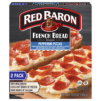 Red Baron French Bread, Pepperoni Pizzas, Singles, 2 Pack, 2 Each