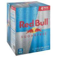 Red Bull Energy Drink, Sugar Free, 4 Pack, 4 Each