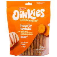 Hartz Oinkiez Dog Chew Treats, Hearty Twists, Medium Chew 3, Chickentastic, 24 Each