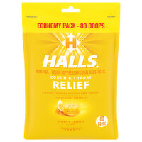 Halls Cough & Throat Relief, Honey Lemon Flavor, Economy Pack, 80 Each