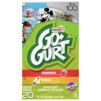 Go-Gurt Yogurt, Fat Free, Strawberry/Vanilla, Value Pack, 20 Each