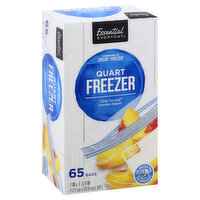 ESSENTIAL EVERYDAY Freezer Bags, Double Zipper, Quart, 65 Each