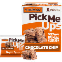 Thomas' Thomas' Pick Me Ups Chocolate Chip Oatmeal Squares, 5 pouches, 7 oz, 7 Ounce