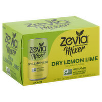 Zevia Mixer, Zero Calorie, Dry Lemon Lime, 6 Each