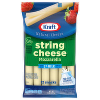 Kraft String Cheese, Reduced Fat, Mozzarella, 12 Each