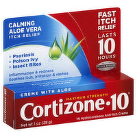Cortizone-10 Anti-Itch Creme, Maximum Strength, Calming Aloe Vera, 1 Ounce