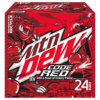Mtn Dew Soda, Code Red, 24 Each