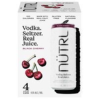 Nutrl Vodka Seltzer, Real Juice, Black Cherry, 4 Each