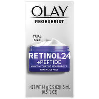 Olay Regenerist Night Hydrating Moisturizer, Retinol 24 + Peptide, Trial Size, 0.5 Ounce