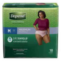 Depend  Fit-Flex Underwear, Maximum, Medium, 18 Each