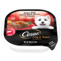 Cesar Canine Cuisine, Angus Beef Flavor with Bacon & Cheese, Loaf & Topper in Sauce, 3.5 Ounce