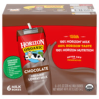 Horizon Organic Milk, Lowfat, Organic, Chocolate, 6 Each