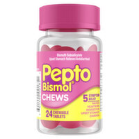 Pepto-Bismol Multi-Symptom Pepto Bismol Chews, Chewable Tablets, Nausea & Diarrhea Relief, Over-the-Counter Medicine, 24 Ct, 24 Each