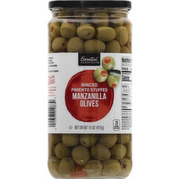 Essential Everyday Manzanilla Olives, Pimiento Stuffed, Minced, 15 Ounce