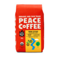 Peace Coffee Organic Ground Coffee, Twin Cities Blend, Dark Roast, 12 Ounce