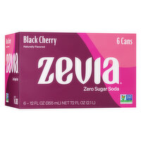 Zevia Soda, Zero Calorie, Black Cherry, 6 Each