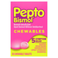 Pepto-Bismol Multi-Symptom Pepto Bismol Chewable Tablets for Upset Stomach & Diarrhea Relief, Over-the-Counter Medicine, 30 Ct, 30 Each