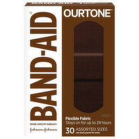 Band-Aid Ourtone Adhesive Bandages, Flexible Fabric, Assorted Sizes, 30 Each