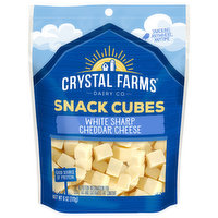 Crystal Farms Cheese, Cheddar, White Sharp, Snack Cubes, 6 Ounce