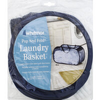 Whitmor Laundry Basket, Pop and Fold, Blue, 1 Each