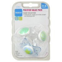 MAM Pacifier, Clear Collection, 0-6 Months, Value Pack, 3 Each