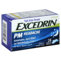 Excedrin Pain Reliever/Nighttime Sleep-Aid, Triple Action Formula, Caplets, 24 Each