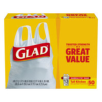 Glad Kitchen Bags, Tall, Handle-Tie, 13 Gallon, 50 Each