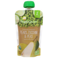 HappyBaby Organics Baby Food, Pears, Zucchini & Peas, Organic, 2 (6+ Months), 4 Ounce