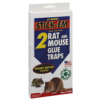 JT Eaton Stick-Em Glue Traps, Rat and Mouse, Peanut Butter Scented, 2 Each