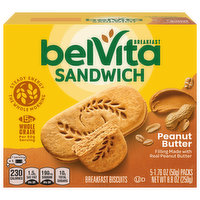 belVita belVita Breakfast Sandwich Peanut Butter Breakfast Biscuits, 5 Packs (2 Sandwiches Per Pack), 5 Each