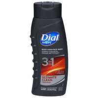 Dial Men Body + Hair + Face Wash, Ultimate Clean, Fresh Water, 3 in 1, 16 Fluid ounce