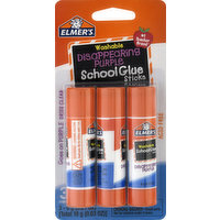 Elmers School Glue Sticks, Disappearing Purple, Washable, 3 Each
