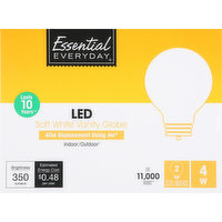 Essential Everyday Light Bulbs, LED, Soft White Vanity Globe, 4 Watts, 2 Each