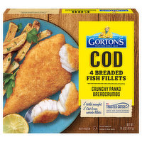 Gorton's Fish Fillets, Breaded, Cod, 4 Each