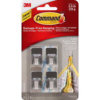 Command Metal Hooks, Small, Stainless Steel, 1 Each