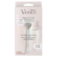 Venus Pubic Hair and Skin, Women's Razor Handle + 2 Blade Refills, 1 Each