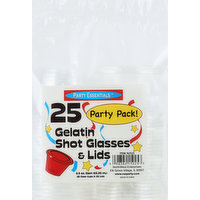 PARTY ESSENTIALS Shot Glasses & Lids, Gelatin, 2.5 Ounce, Party Pack, 25 Each