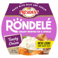 President Rondele Dip & Spread, Toasty Onion, Creamy Whipped, 6.5 Ounce