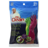 Mr. Clean Gloves, Premium Latex, Medium, 2 Each