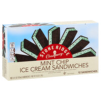 Stone Ridge Creamery Ice Cream Sandwiches, Mint Chip, 12 Each